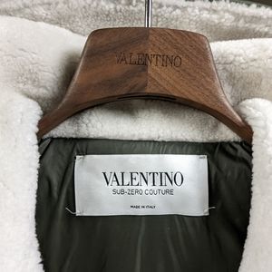 Authentic Valentino coat parka Army Green with Lamb Fur double jacket fits M/L